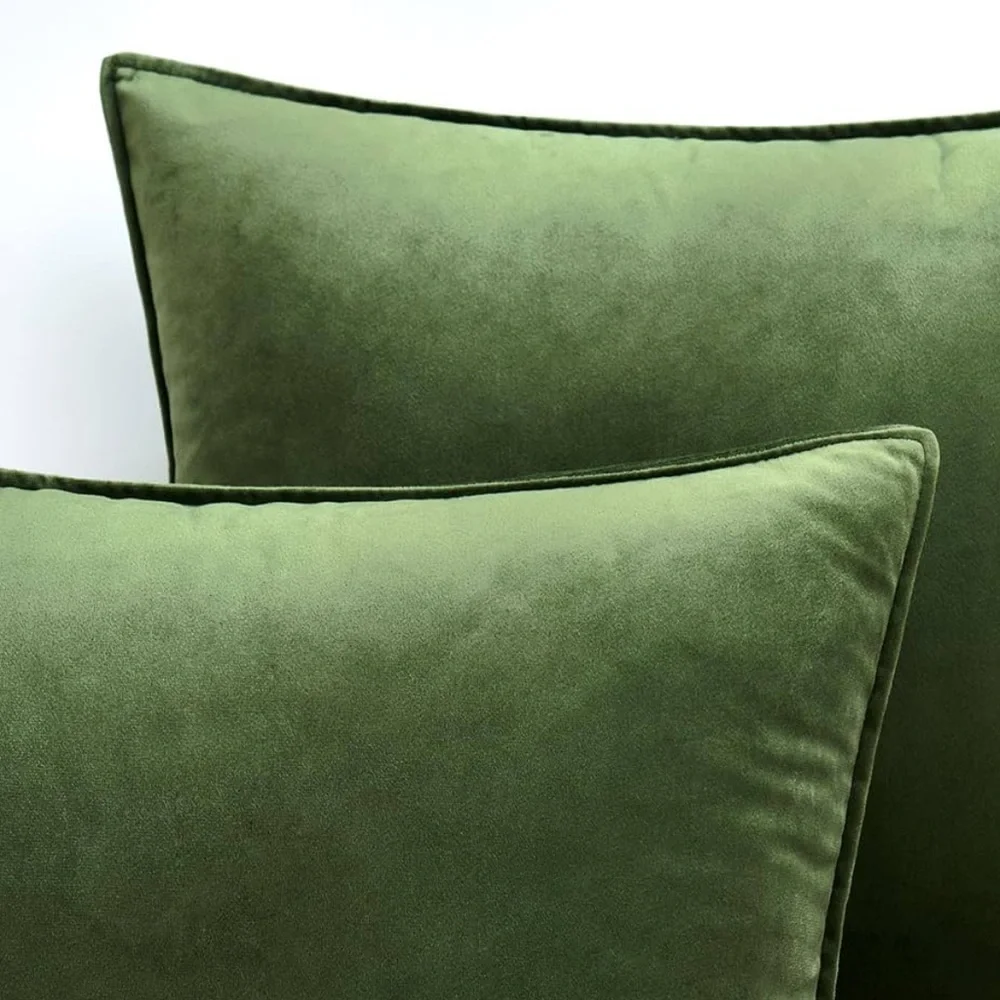 🆕 Green VELVET Euro Accent Pillow Covers Luxury High End Hotel Vibes